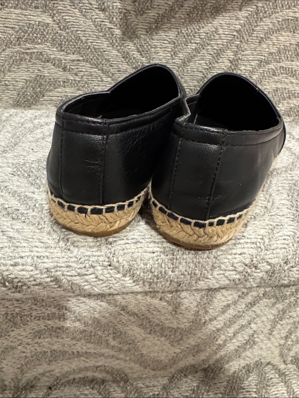 Saint Laurent Black Leather Espadrille Flats - Picture 5 of 8